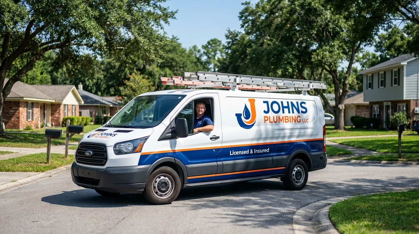 Johns Plumbing LLC service van in Owosso, MI