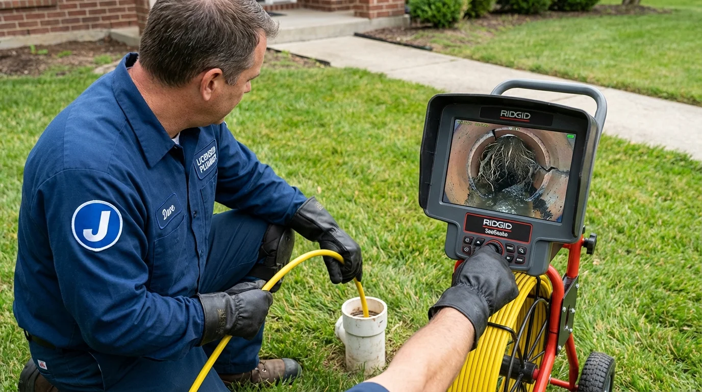 Sewer camera inspection being performed by Johns Plumbing LLC in Owosso